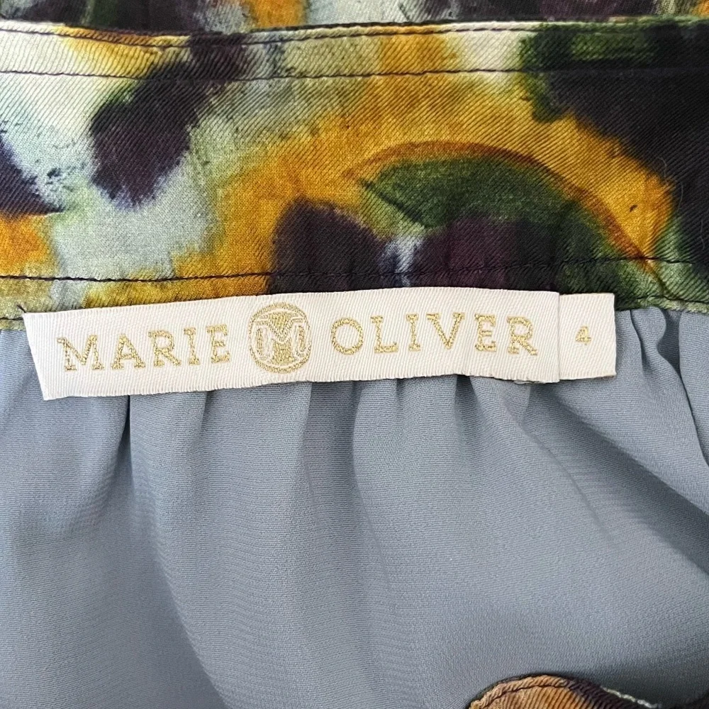 Marie Oliver Tilda Skirt Green Yellow Floral Asymmetrical Size 4